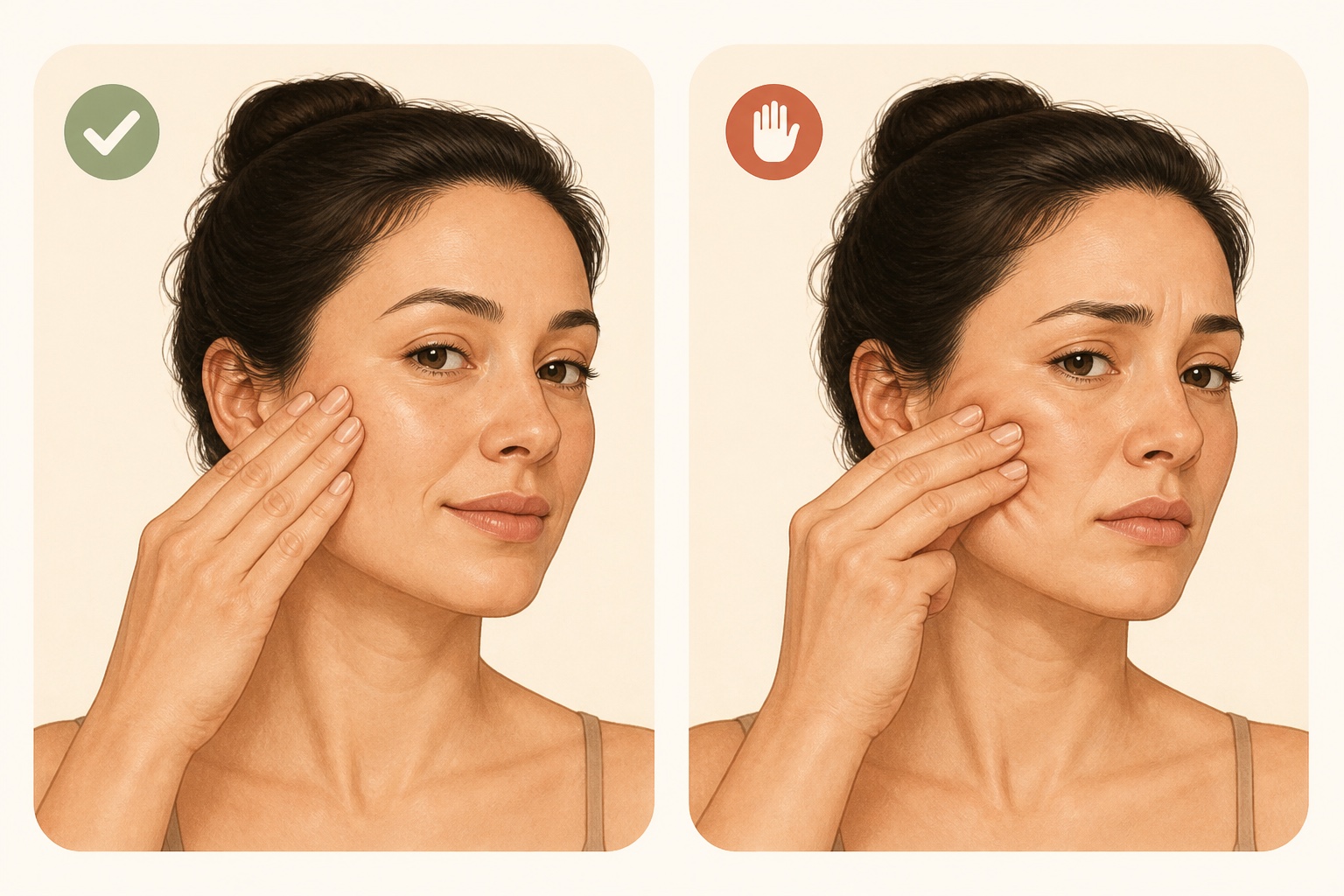 Comparison of gentle facial massage pressure and excessive pressure
